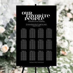 Affiche Classement rétrograde élégant en mariage noir