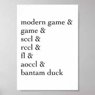 Affiche Classes de volaille Bantam pour l'exposition