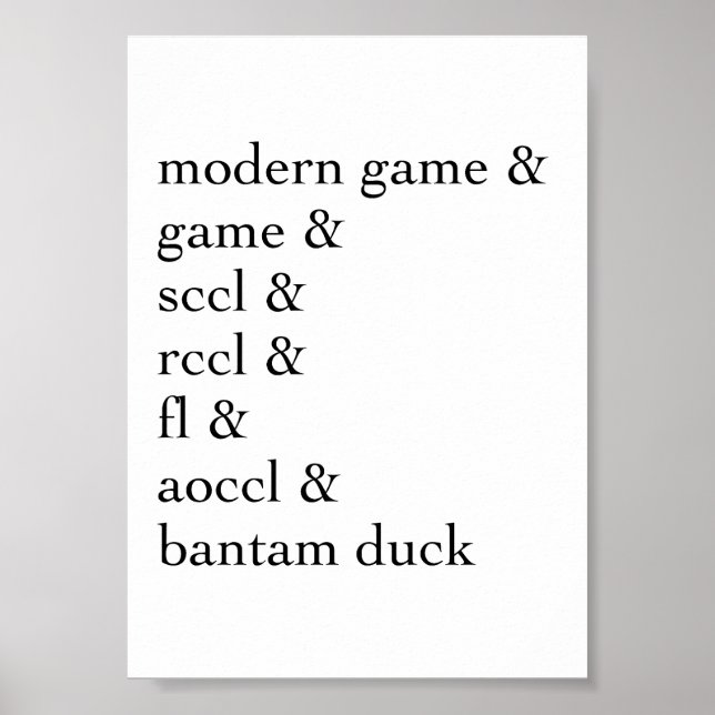 Affiche Classes de volaille Bantam pour l'exposition (Devant)