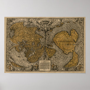 Affiche Classic 1531 Carte du monde antique par Oronce Fin