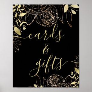 Affiche Classic Black & Gold Modern Floral Cartes & Cadeau