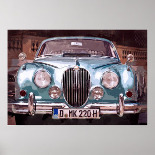 Affiche Classic Blue Jaguar Sedan