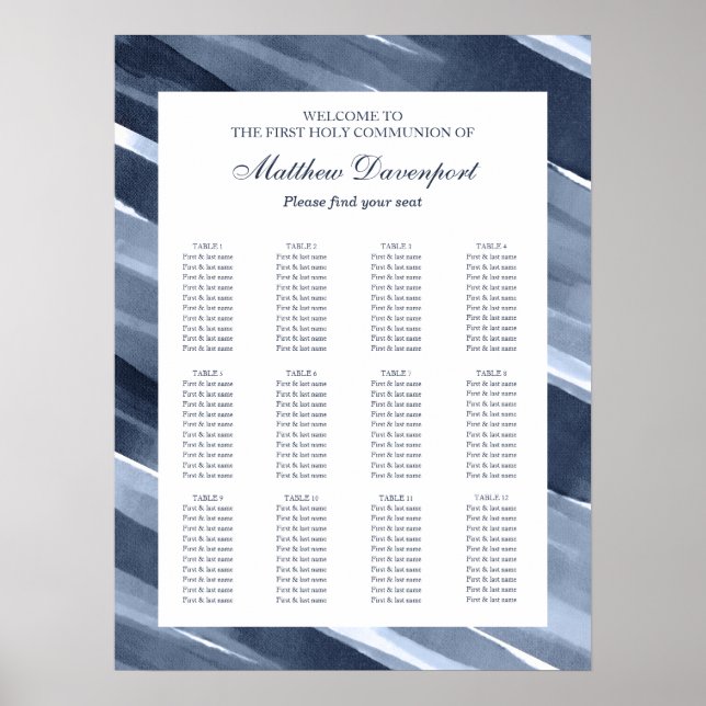 Affiche Classic Blue moderne Seating Chart (Devant)