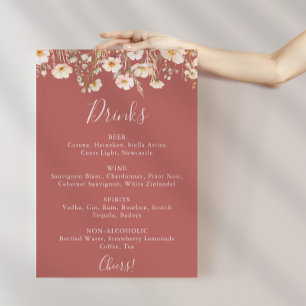 Affiche Classic Blush Fleur sauvage Mariage Boissons Menu 