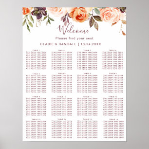 Affiche Classic Chic Boho Floral Mariage Chart