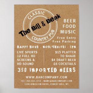 Affiche Classic Country Pub Logo, Pub / Brasserie Publicit