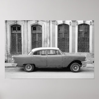 Affiche Classic Cuban Car, imprimé noir et blanc