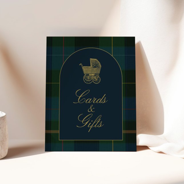 Affiche Classic Dark Green Plaid Baby Shower Cards & Gifts (Créateur téléchargé)