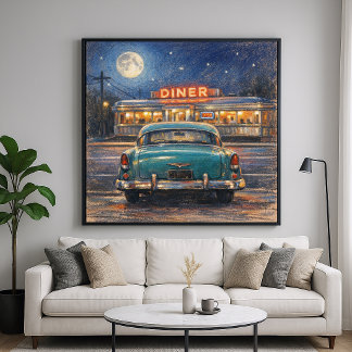 Affiche Classic Diner - Pastel Impressionism Paint Style