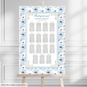 Affiche Classic Dusty Bleu Boho Parties scintillant Or Tab