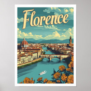 Affiche Classic Florence Italie Vintage voyage rétro