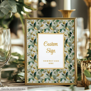 Affiche Classic Forest Green Gold Feuille Mariage personna