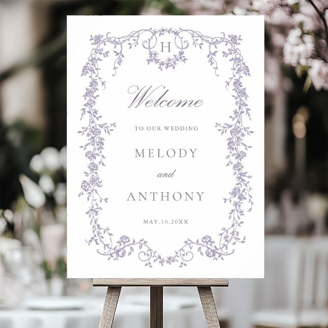 Affiche Classic French Lavender Floral Wedding Welcome (Créateur téléchargé)