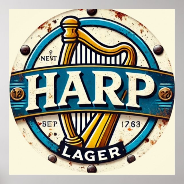 Affiche Classic Harp Lager Beer Logo Round (Devant)