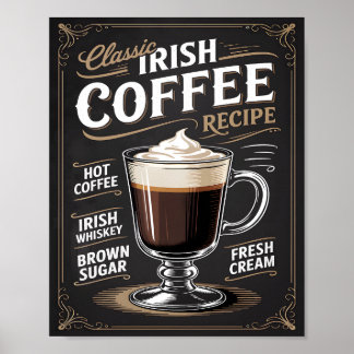 Affiche  Classic Irish Coffee Recipe Vintage 