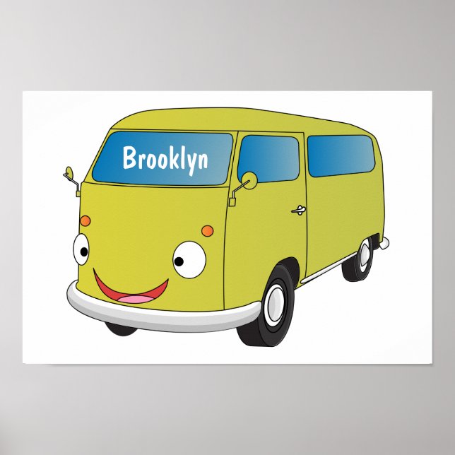 Affiche Classic lime green van cartoon (Devant)
