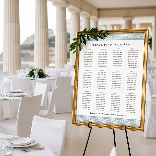 Affiche Classic Party Seating Plan 12 Tables Signer gris (Créateur téléchargé)