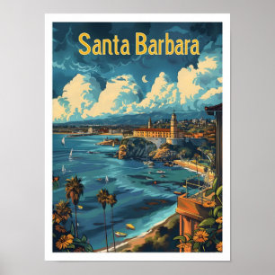 Affiche Classic Père Noël Barbara USA Retro Vintage voyage