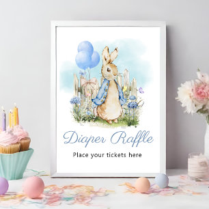 Affiche Classic Peter Rabbit Baby shower Déchets Raffle