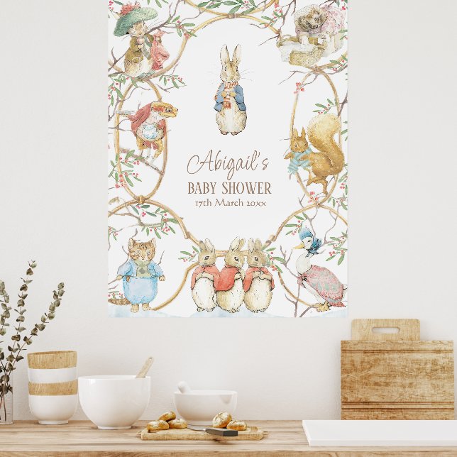 Affiche Classic Pierre le lapin Baby shower d'hiver (Cuisine)