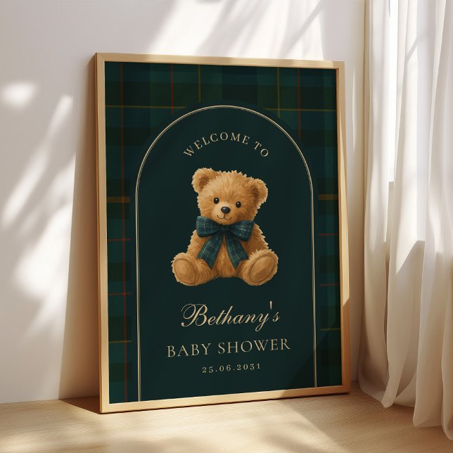 Affiche Classic Polo Check Teddy Bear Baby Shower Welcome (Créateur téléchargé)