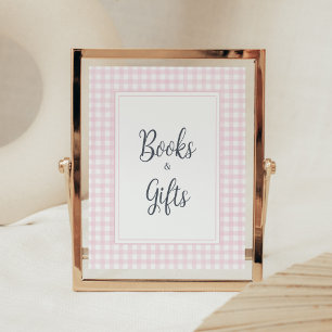 Affiche Classic Rose En vichy Baby showers Livres et cadea