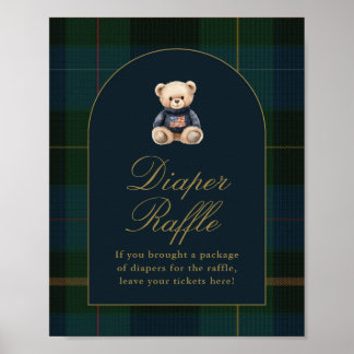 Affiche Classic Teddy Bear Dark Green Plaid Cards & Gifts
