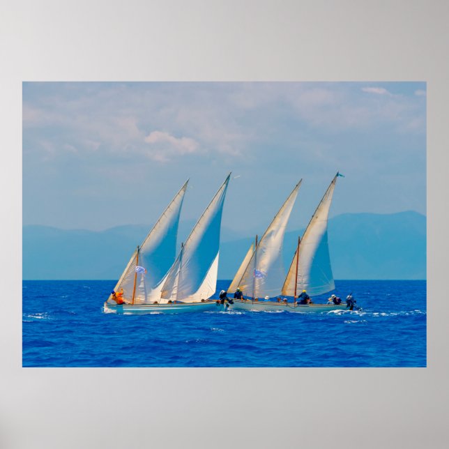 Affiche Classic wooden sailing boats in a race, Spetses i (Devant)