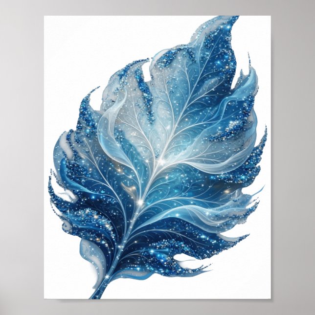 Affiche Classique Argent BLUE STAR LEAF Design Moderne (Devant)