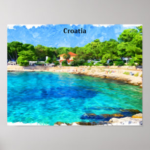 Affiche Classique Belle Croatie Adria Côte Paysage