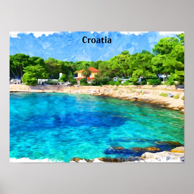 Affiche Classique Belle Croatie Adria Côte Paysage (Devant)