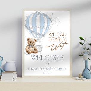 Affiche Classique Cute Teddy Bear Balloon Bienvenue