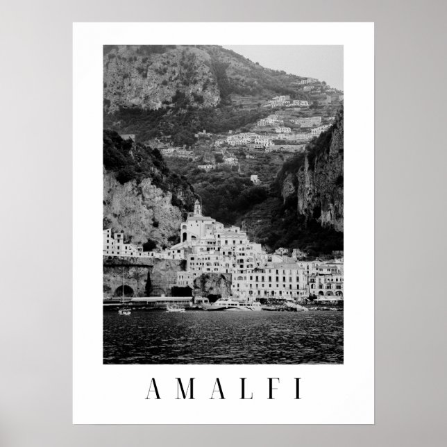 Affiche classique d'Amalfi noir et blanc (Devant)