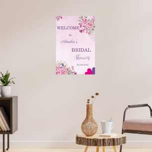 Affiche Classique de bienvenue de mariage couleur rose et 