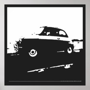 Affiche Classique de Fiat 500 - blanc sur l'arrière - pla