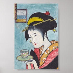 Affiche Classique japonais Geisha Lady Art