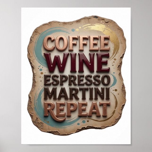 Affiche Classique Orange CAFÉ VIN MARTINI EXPRESSO RÉPÉTER (Devant)