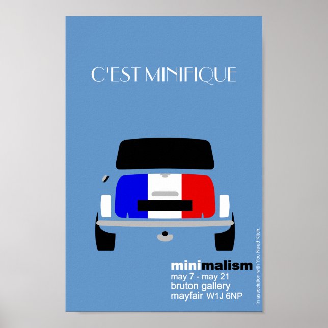 Affiche Classique Original Mini Cooper art minimaliste (Devant)