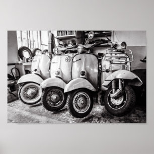 Affiche classique   Paris France de scooter