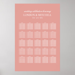 Affiche Classique Rose Gold Rose Monogramme Plan de Table
