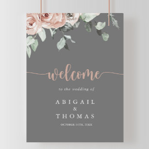 Affiche Classique Rose Poussiéreuse Rose Florale Mariage B