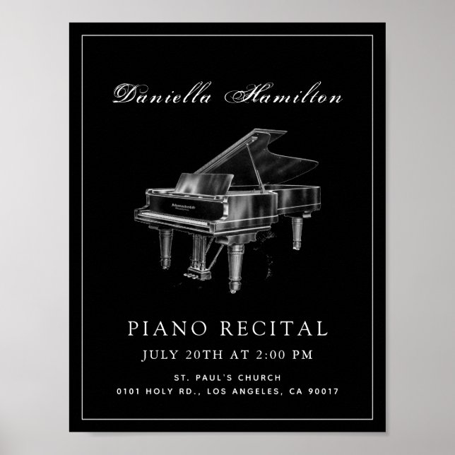 Affiche Classique Simple Noir Piano Considérant (Devant)