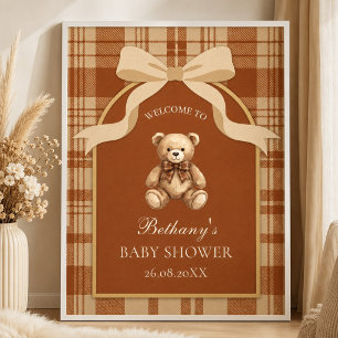 Affiche Classique Teddy Bear à carreaux de bienvenue Prépa