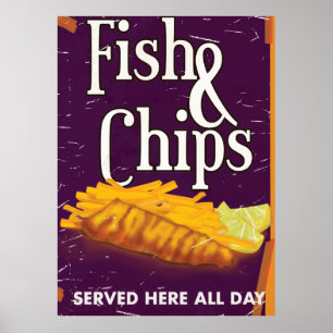 Affiche classique vintage de Fish and chips