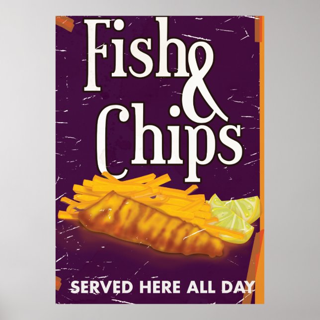 Affiche classique vintage de Fish and chips (Devant)