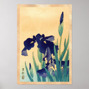 Affiche classique vintage japonais ukiyo-e violet irises a