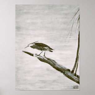 Affiche Classiques Zen - Sesshu - Héron et Saule