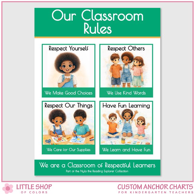Affiche Classroom Rules Kindergarten Teacher Anchor Chart (Créateur téléchargé)