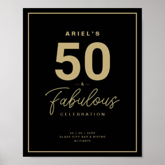 Affiche Classy Black & Gold 50 & Fabuleux fête d'anniversa