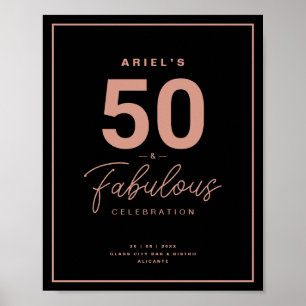 Affiche Classy Black Rose Gold 50&Fabuleux fête d'annivers